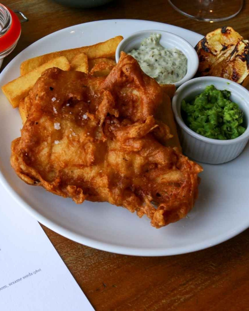 light lunch menu: fish and chips